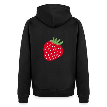 Giant Strawberry - Unisex Premium Organic Zip Hoodie - black - Back - Nico (187cm)