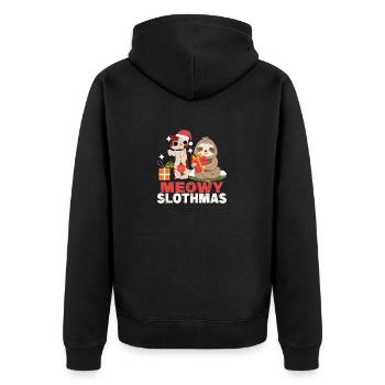 Meow Sloth Cat Sloth Merry Christmas - Unisex Premium Organic Zip Hoodie - black - Back - Nico (187cm)