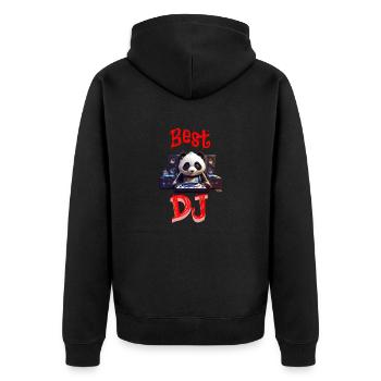 Panda bester DJ - Unisex Premium Bio Zip Hoodie - Schwarz - Hinten - Nico (187cm)
