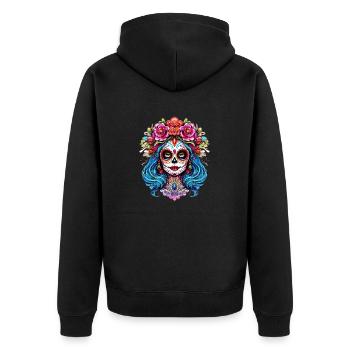 Belle décoration florale La Catrina Dia de los - Veste à capuche bio Premium Unisexe - noir - Dos - Nico (187cm)