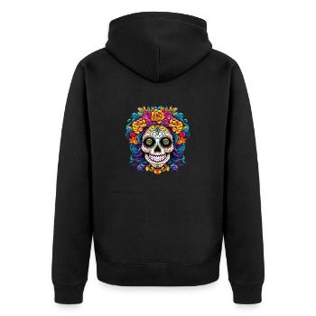 Costume floral d’Halloween La Catrina Costume de crâne - Veste à capuche bio Premium Unisexe - noir - Dos - Nico (187cm)