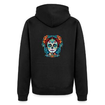 La Calavera Catrina Sugar Skull Halloween Femmes - Veste à capuche bio Premium Unisexe - noir - Dos - Nico (187cm)