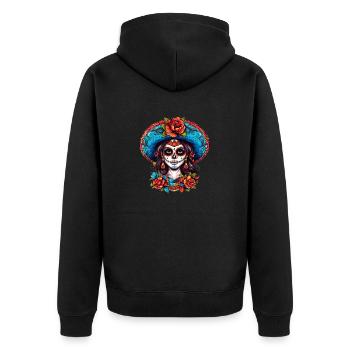 Mexico La Calavera Catrina Women Haloween - Unisex Premium Organic Zip Hoodie - black - Back - Nico (187cm)
