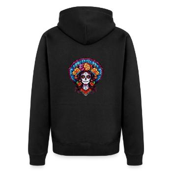 La Catrina: Die Halloween-Party stirbt nie - Unisex Premium Bio Zip Hoodie - Schwarz - Hinten - Nico (187cm)