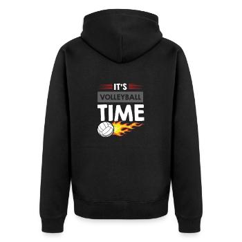 It's Volleyball Time - Unisex Premium Bio Zip Hoodie - Schwarz - Hinten - Nico (187cm)