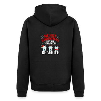 Joyeux Noël Que toutes vos dents soient blanches - Veste à capuche bio Premium Unisexe - noir - Dos - Nico (187cm)