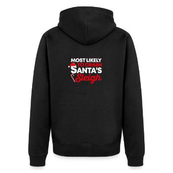 Der wahrscheinlichste Absturz des Schlittens - Unisex Premium Bio Zip Hoodie - Schwarz - Hinten - Nico (187cm)