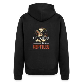 Life Is Better With Reptiles Reptile Lizard Lover - Unisex Premium Bio Zip Hoodie - Schwarz - Hinten - Nico (187cm)
