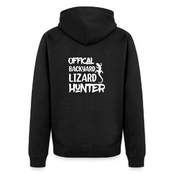 Offical Backyard Lizard Hunter Lizard Lover Reptil - Unisex Premium Bio Zip Hoodie - Schwarz - Hinten - Nico (187cm)