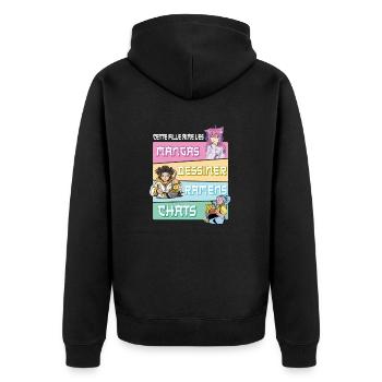 Cette Fille Aime les Manga Ramen Chat Humour - Veste à capuche bio Premium Unisexe - noir - Dos - Nico (187cm)
