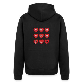 La Saint-Valentin Silly fait face à des cœurs drôles - Veste à capuche bio Premium Unisexe - noir - Dos - Nico (187cm)