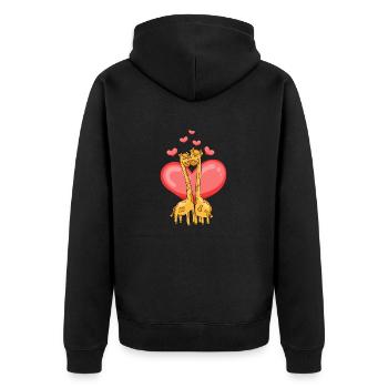 Giraffe Love Kissing Giraffen Cute Wild Animal - Unisex Premium Bio Zip Hoodie - Schwarz - Hinten - Nico (187cm)