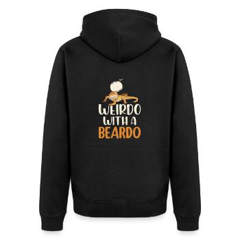 Weirdo With A Beardo Reptile Lizard Lover - Unisex Premium Organic Zip Hoodie - black - Back - Nico (187cm)