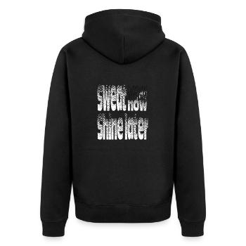 GYM - Unisex Premium Organic Zip Hoodie - black - Back - Nico (187cm)