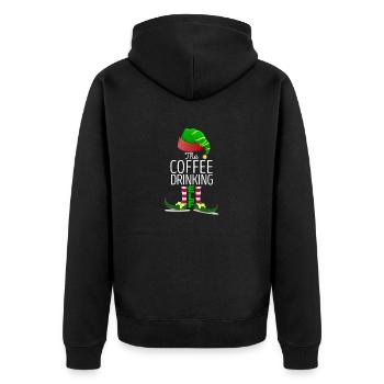 The Coffee-Drinking Elf Matching Family Group - Unisex Premium Organic Zip Hoodie - black - Back - Nico (187cm)