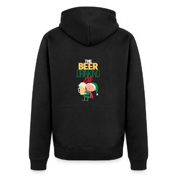 Die biertrinkende Elfe - die passende Familien - Unisex Premium Bio Zip Hoodie - Schwarz - Hinten - Nico (187cm)