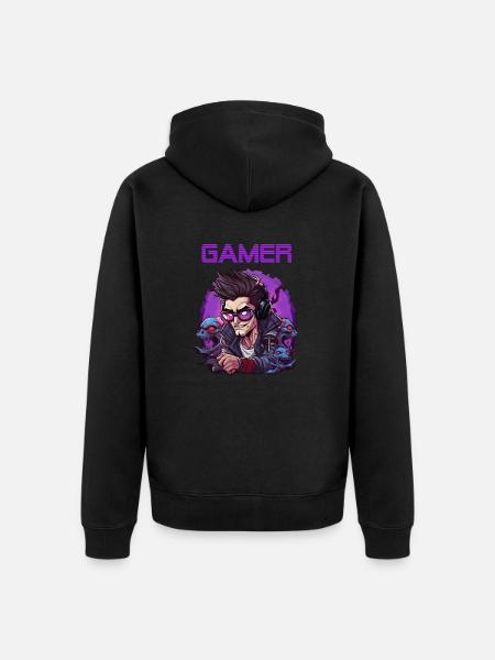 Gamer - Unisex Premium Bio Zip Hoodie - Schwarz