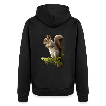 Eichhörnchen - Unisex Premium Bio Zip Hoodie - Schwarz - Hinten - Nico (187cm)