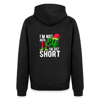 Ich bin kein Elf, ich bin nur klein Lustige - Unisex Premium Bio Zip Hoodie - Schwarz - Hinten - Nico (187cm)