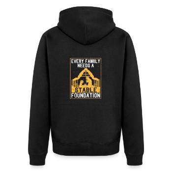 Jede Familie braucht ein stabiles Fundament Christ - Unisex Premium Bio Zip Hoodie - Schwarz - Hinten - Nico (187cm)