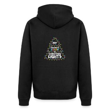 Meine Lieblingsfarbe ist Weihnachtsbeleuchtung - Unisex Premium Bio Zip Hoodie - Schwarz - Hinten - Nico (187cm)