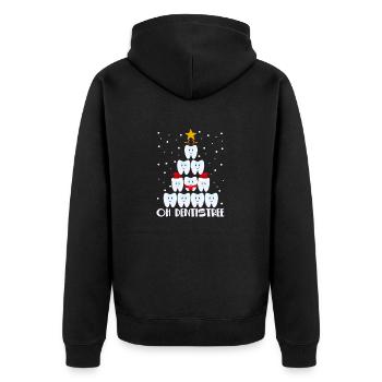 Oh Dentistree Weihnachten Zahnarzt Baum lustig - Unisex Premium Bio Zip Hoodie - Schwarz - Hinten - Nico (187cm)