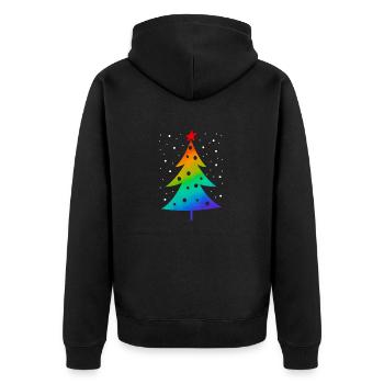 LGBT-Q Stolz Regenbogenfahne Homosexuell Weihnacht - Unisex Premium Bio Zip Hoodie - Schwarz - Hinten - Nico (187cm)