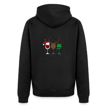 Weinglas Weihnachtsmann Elf Rentier Trinken Cool - Unisex Premium Bio Zip Hoodie - Schwarz - Hinten - Nico (187cm)