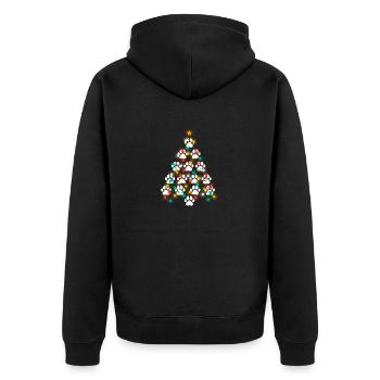 Dog Paw Print Puppy Christmas Tree Lights Cool - Unisex Premium Organic Zip Hoodie - black - Back - Nico (187cm)
