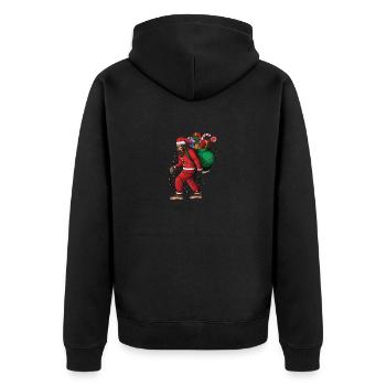 Bigfoot Santa Claus Christmas Tree Lights Xmas - Unisex Premium Organic Zip Hoodie - black - Back - Nico (187cm)