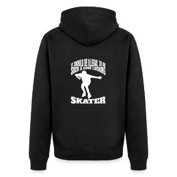 Rollschuh skaten Inliner Inline Skater Geschenk - Unisex Premium Bio Zip Hoodie - Schwarz - Hinten - Nico (187cm)