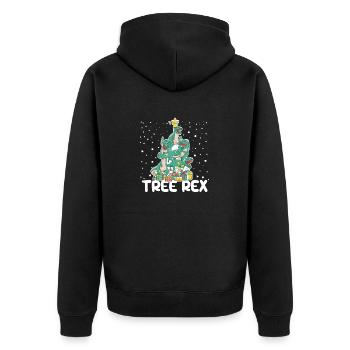 Weihnachten Dinosaurier Baum Rex Pyjamas Lustige - Unisex Premium Bio Zip Hoodie - Schwarz - Hinten - Nico (187cm)