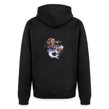 Père Noël Chevauchant Requin Noël Poisson Joyeux - Veste à capuche bio Premium Unisexe - noir - Dos - Nico (187cm)