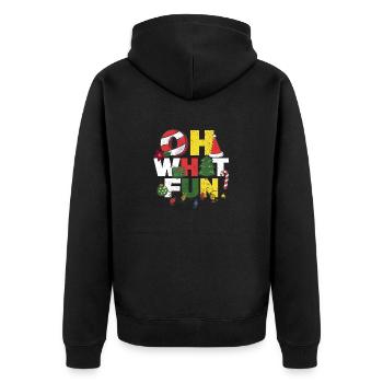 Oh What Fun Merry Christmas Tree Squad Weihnacht - Unisex Premium Organic Zip Hoodie - black - Back - Nico (187cm)
