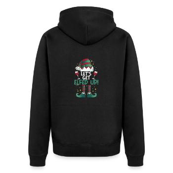 Let's Get Elfed Up Funny Drinking Christmas Elf - Unisex Premium Bio Zip Hoodie - Schwarz - Hinten - Nico (187cm)