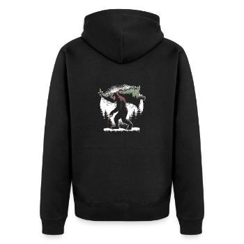 Bigfoot Tragen Weihnachtsbaum Lichter Xmas - Unisex Premium Bio Zip Hoodie - Schwarz - Hinten - Nico (187cm)