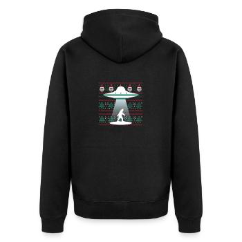 Weihnachtsmann Ufo Alien Bigfoot Hässliche - Unisex Premium Bio Zip Hoodie - Schwarz - Hinten - Nico (187cm)