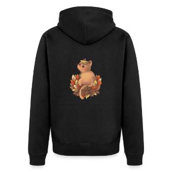 Chat jouant dans le tas de feuilles - Veste à capuche bio Premium Unisexe - noir - Dos - Nico (187cm)
