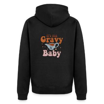 Retro Its All Gravy Baby Vintage Fall Thanksgiving - Unisex Premium Organic Zip Hoodie - black - Back - Nico (187cm)