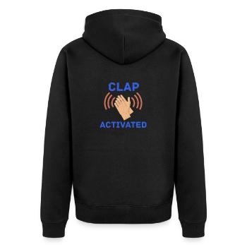 Clap Activated Gag Comedian Funny Prank Joke - Unisex Premium Organic Zip Hoodie - black - Back - Nico (187cm)