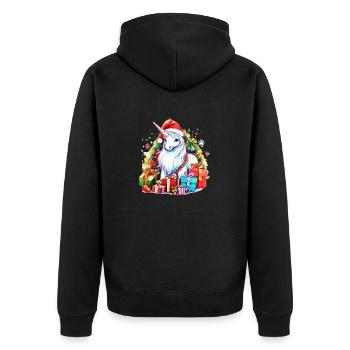 Unicorn Christmas Party - Cute Unicorn Christmas D - Unisex Premium Organic Zip Hoodie - black - Back - Nico (187cm)