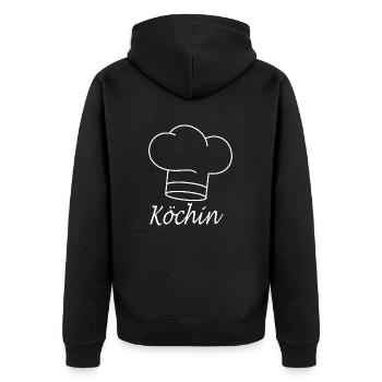 Köchin mit Kochmütze - Unisex Premium Bio Zip Hoodie - Schwarz - Hinten - Nico (187cm)