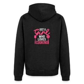 Just A Girl Who Loves Cooking Culinary Cook Chef - Unisex Premium Organic Zip Hoodie - black - Back - Nico (187cm)