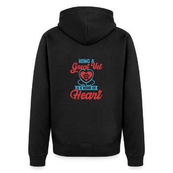 Being A Great Vet Is A Work Of Heart Veterinarian - Unisex Premium Bio Zip Hoodie - Schwarz - Hinten - Nico (187cm)