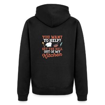 Sie wollen helfen? Raus aus meiner Küche, Köche - Unisex Premium Bio Zip Hoodie - Schwarz - Hinten - Nico (187cm)