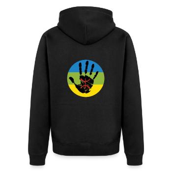 AMAZIGH BERBER KABYLE Z AMAZIGH - Unisex Premium Bio Zip Hoodie - Schwarz - Hinten - Nico (187cm)
