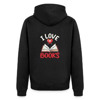 J’aime les livres coeur lecture amateurs de livres - Veste à capuche bio Premium Unisexe - noir - Dos - Nico (187cm)