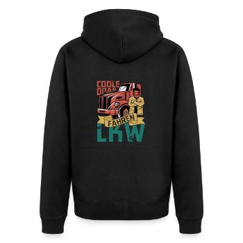 Coole Opas fahren LKW Fahrer Fernfahrer - Unisex Premium Bio Zip Hoodie - Schwarz - Hinten - Nico (187cm)