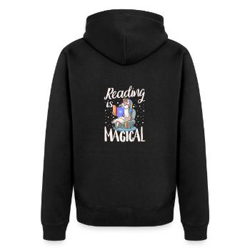 Reading is magical book lover unicorn teacher - Unisex Premium Organic Zip Hoodie - black - Back - Nico (187cm)