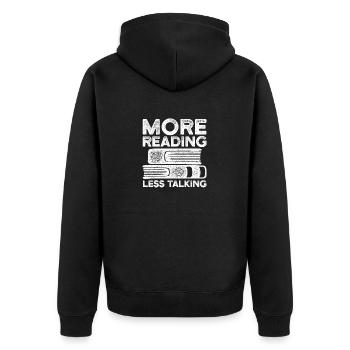 Read more, talk less Funny book lover - Unisex Premium Organic Zip Hoodie - black - Back - Nico (187cm)
